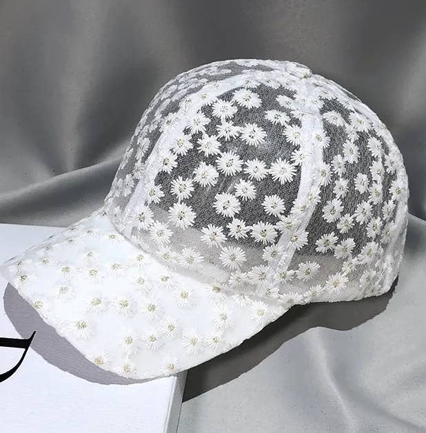 Boho Lace Mesh Cap Daisy Floral Baseball Cap