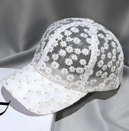 Boho Lace Mesh Cap Daisy Floral Baseball Cap