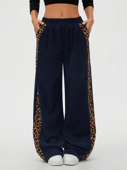 Montana BOHO: Corduroy, Side Leopard Stripe Wide Leg Pants