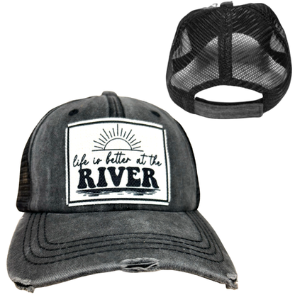 LIFE IS BETTER AT THE RIVER | UNISEX HAT | DISTRESSED: Montana Boho Western Spirit Accessories