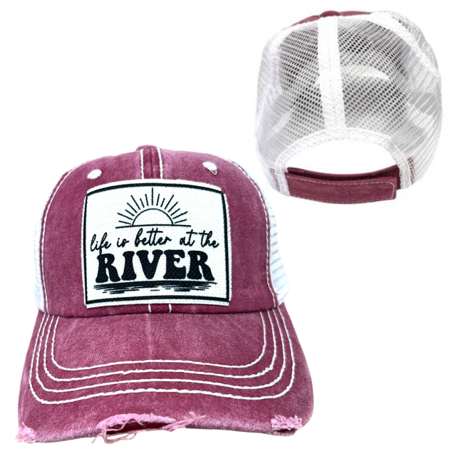 LIFE IS BETTER AT THE RIVER | UNISEX HAT | DISTRESSED: Montana Boho Western Spirit Accessories