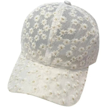 Boho Lace Mesh Cap Daisy Floral Baseball Cap