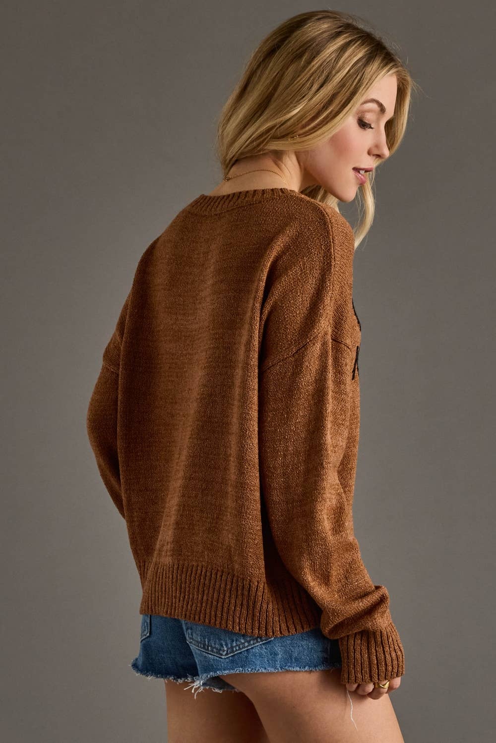 Montana Boho Western Spirit Fashion: Brown Whiskey Weather Lightweight Sweater