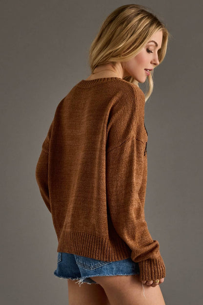 Montana Boho Western Spirit Fashion: Brown Whiskey Weather Lightweight Sweater