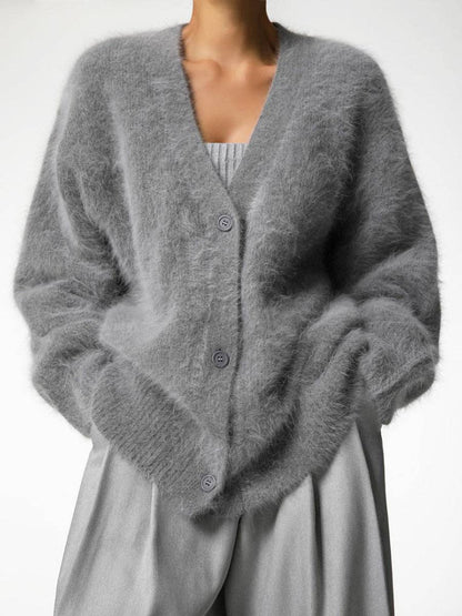 Be A Show Stopper: Cozy Faux Mink Knit Cardigan Loose Fit Soft Sweater