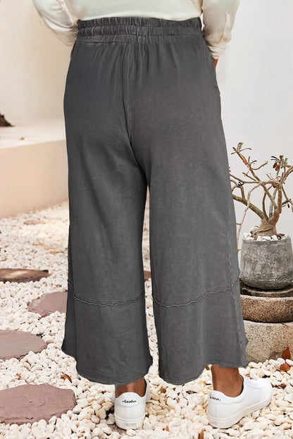 Floral Patch Mineral Washed Terry Knit Cropped Pants (Pink)