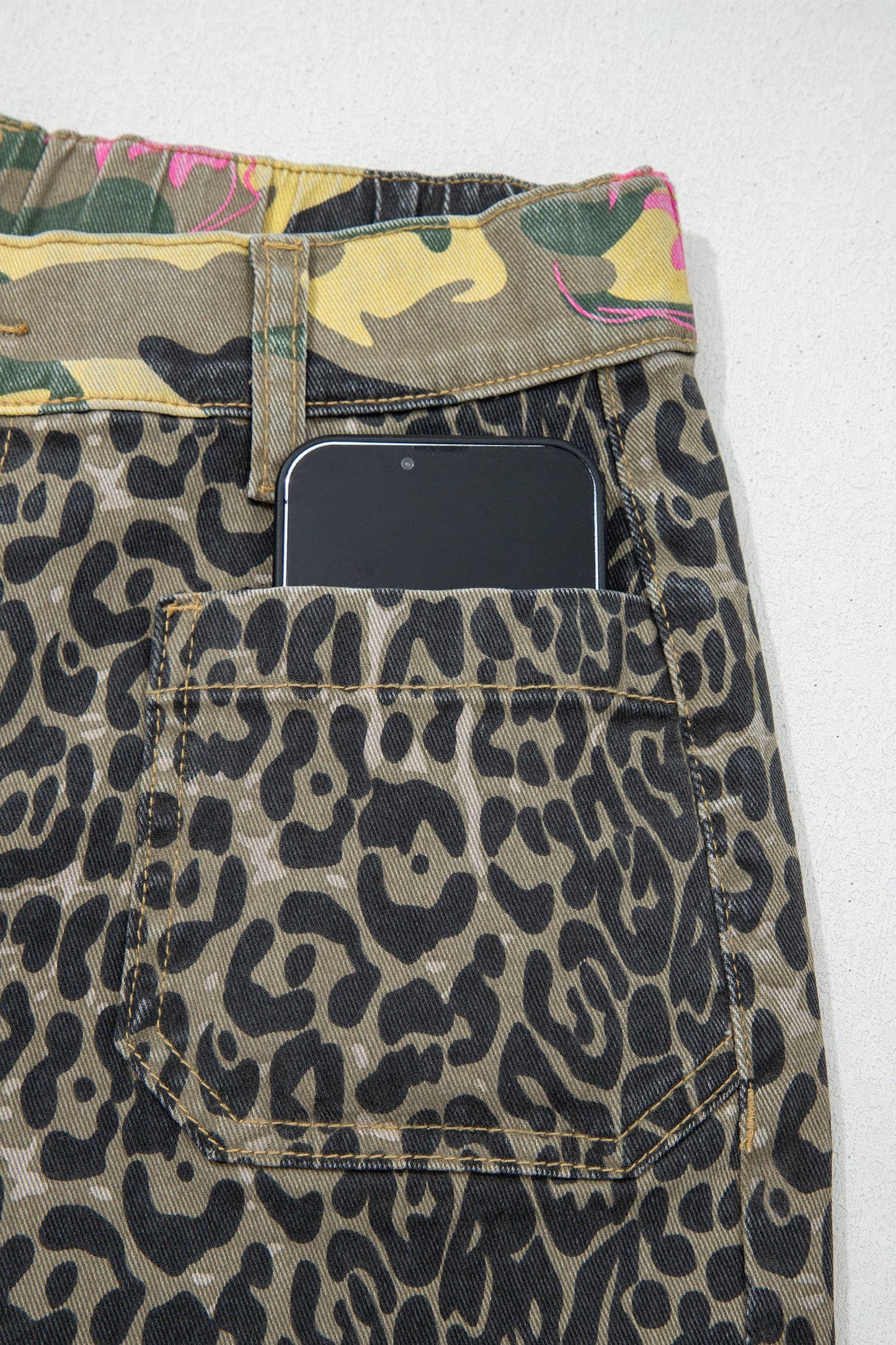 Faded Camo Print Leopard Patchwork Jeans: FREE SPIRIT DREAMER Series: Boho &amp; Free-People loving styles.&nbsp;