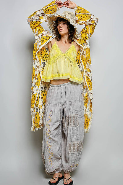 Maxi Long Sleeve Crochet Open Cardigan