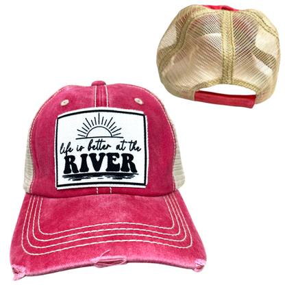 LIFE IS BETTER AT THE RIVER | UNISEX HAT | DISTRESSED: Montana Boho Western Spirit Accessories