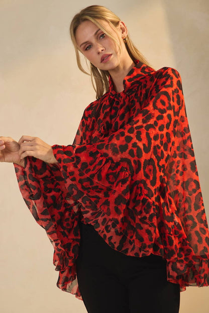 FREE SPIRIT DREAMER Series: Leopard Printed Chiffon Blouse