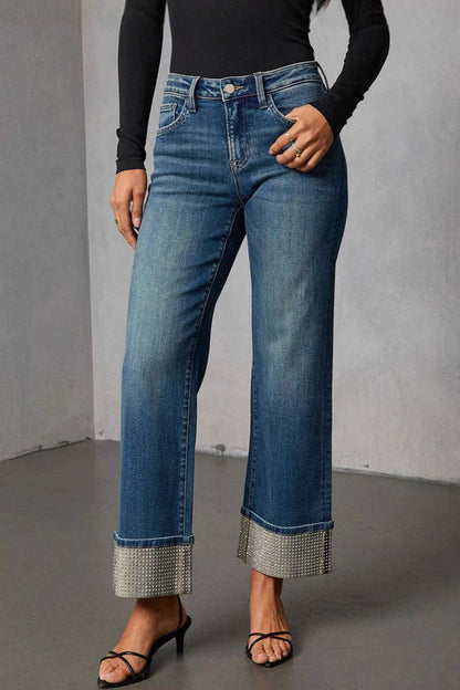 Simply Irresistible, Be the showstopper: Studded Cuff Straight-Leg Jeans
