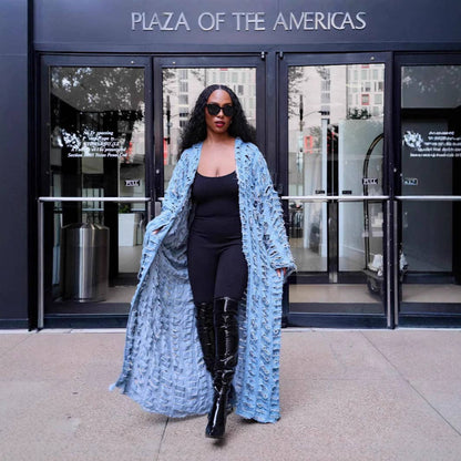 Be A Show-Stopper: Fashion Casual Ripped Tassel Long Sleeve Denim Duster (Or Coat)