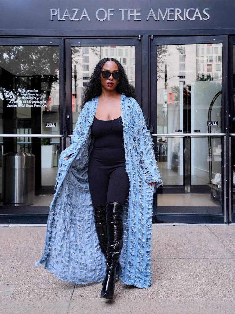 Be A Show-Stopper: Fashion Casual Ripped Tassel Long Sleeve Denim Duster (Or Coat)
