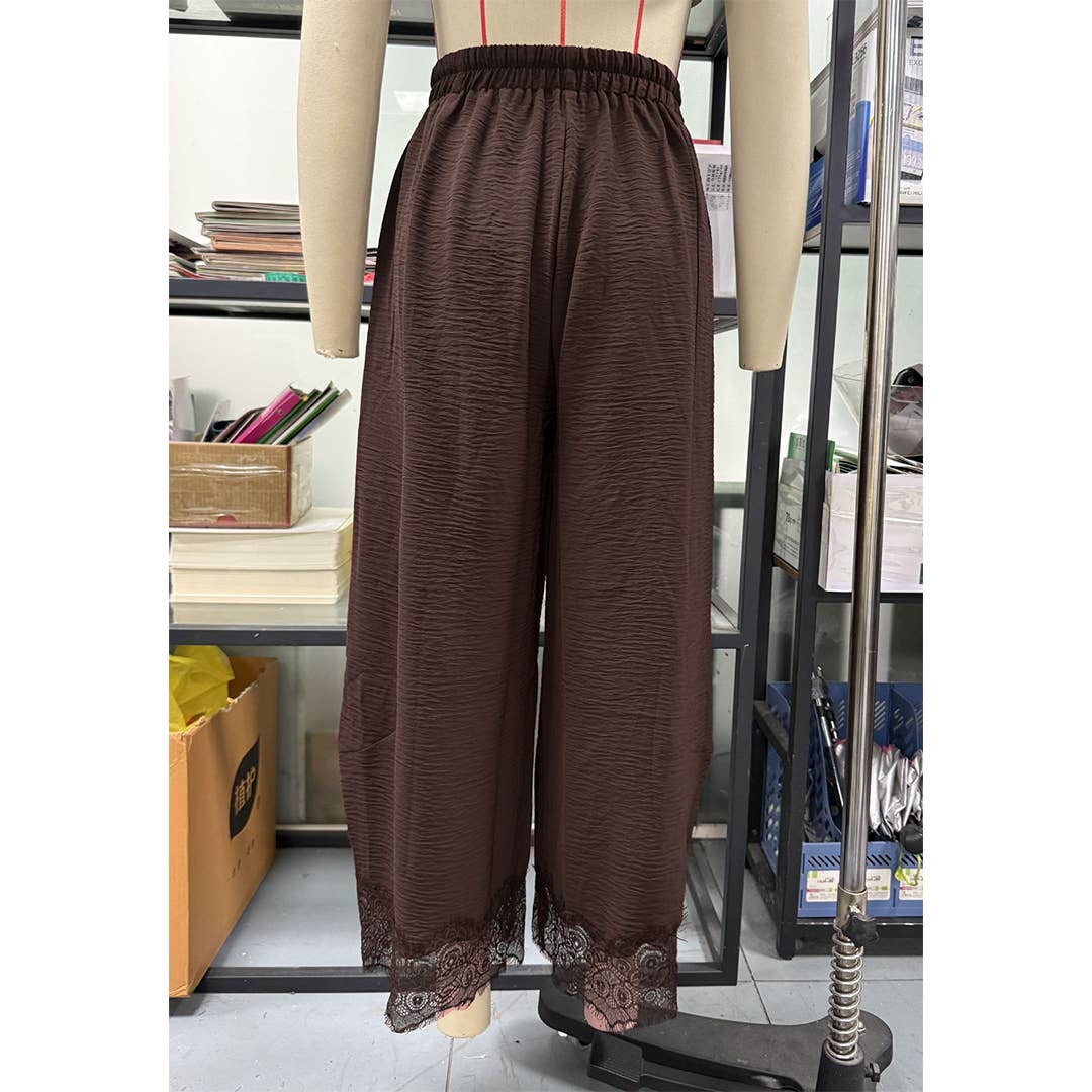 Flowy & Comfee: Lace Patchwork Wide-Leg Pants