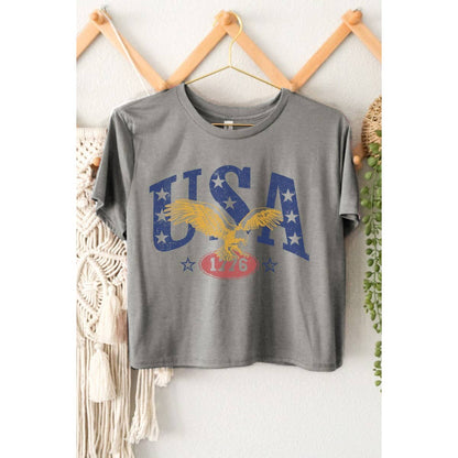 USA 1776  GRAPHIC CROP TOP: Montana Boho Western Spirit Fashion