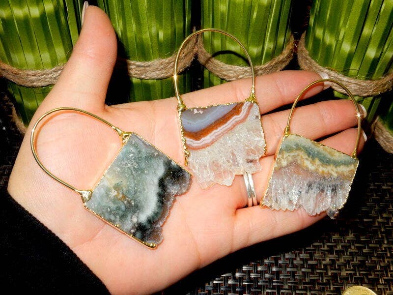 Amethyst Slice Large Pendant with Bail Electroplated