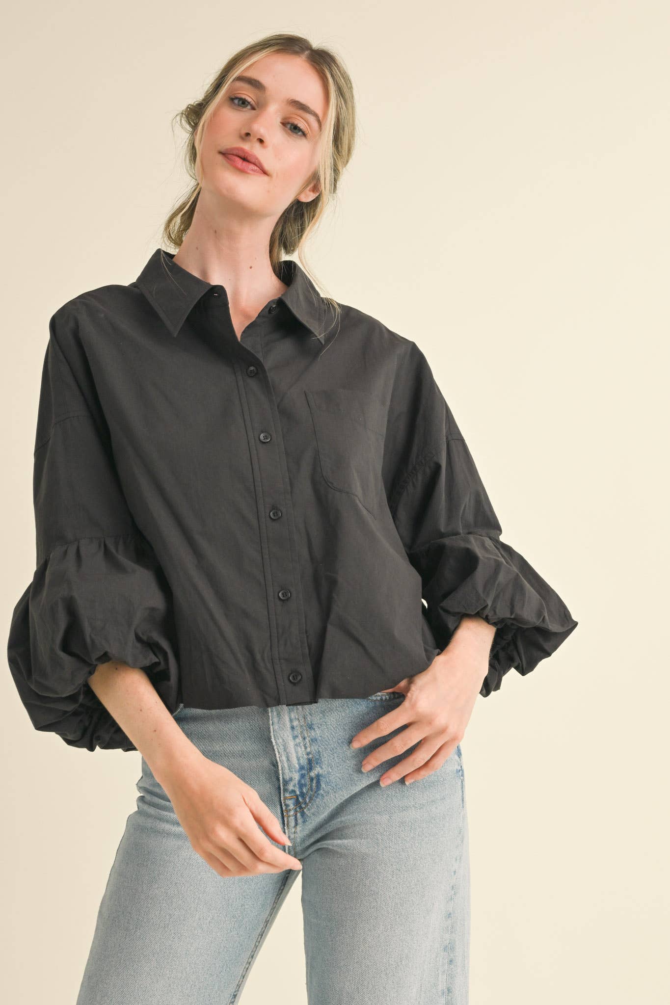 BUTTON DOWN BUBBLE SLEEVE TOP: FREE SPIRIT DREAMER Series: Boho &amp; Free-People loving styles.
