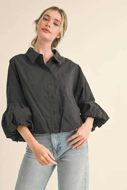 BUTTON DOWN BUBBLE SLEEVE TOP: FREE SPIRIT DREAMER Series: Boho &amp; Free-People loving styles.