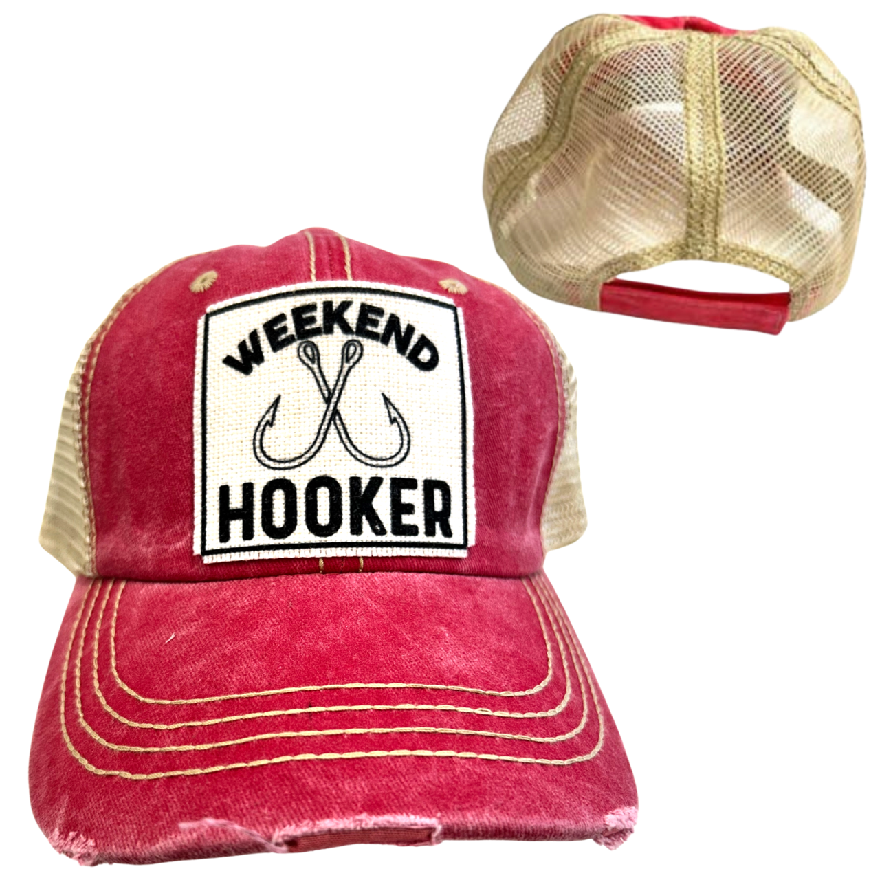 WEEKEND HOOKER | FISHING | UNISEX HAT | DISTRESSED: Montana Boho Western Spirit Accessories: