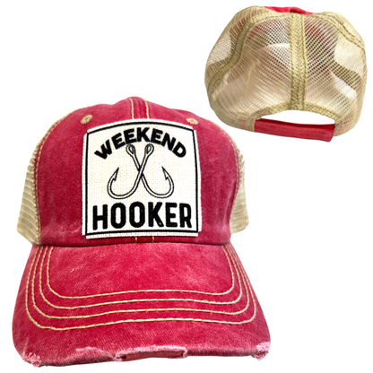 WEEKEND HOOKER | FISHING | UNISEX HAT | DISTRESSED: Montana Boho Western Spirit Accessories: