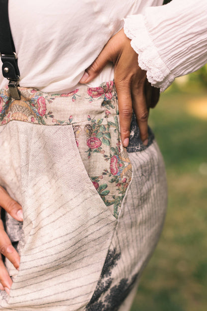 "Still I Rise"  Linen Cropped Artist Pant w/ Sunrise, Woman— FREE SPIRIT DREAMER Series: Boho & Free-People loving styles.