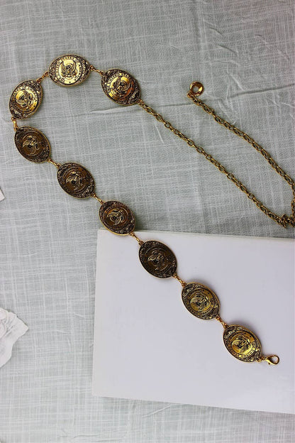 Montana Western BOHO: Eagle Chain Belt – Antique Gold Oval Buckle