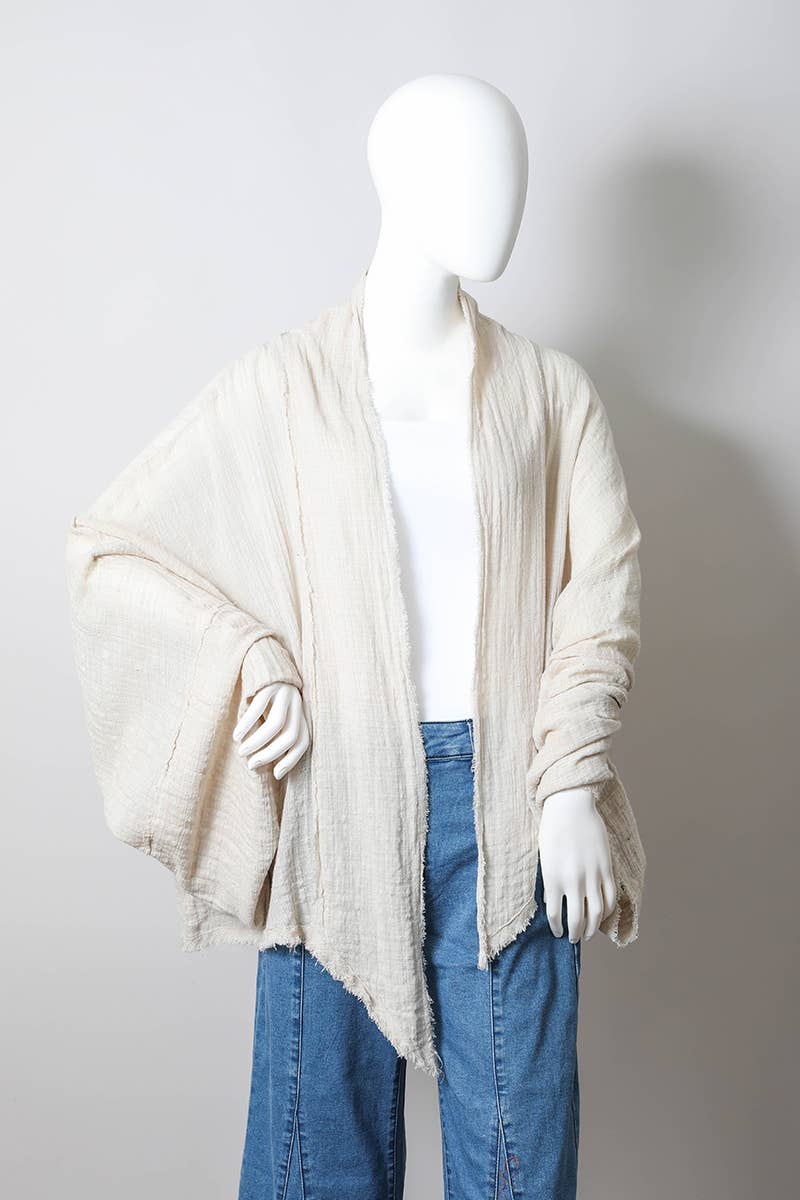 Crinkled Kimono Wrap - Fall Transition Essential (Teal)