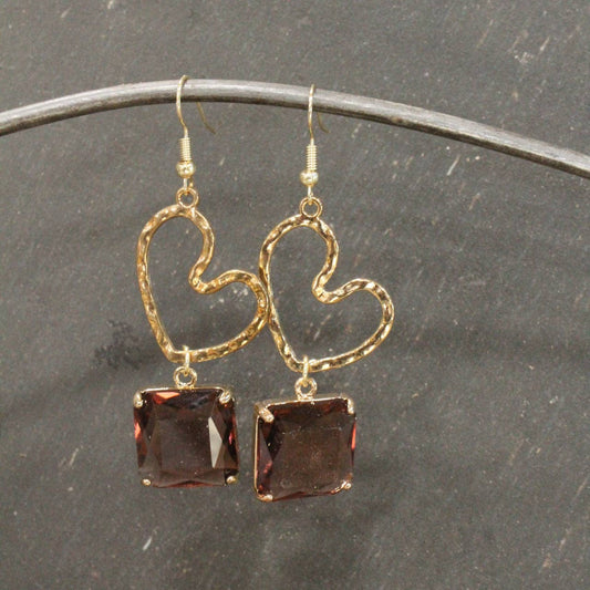 Cutie Pie Heart Throb Dangle Drop Earrings: FREE SPIRIT DREAMER Series: Boho & Free-People loving styles.