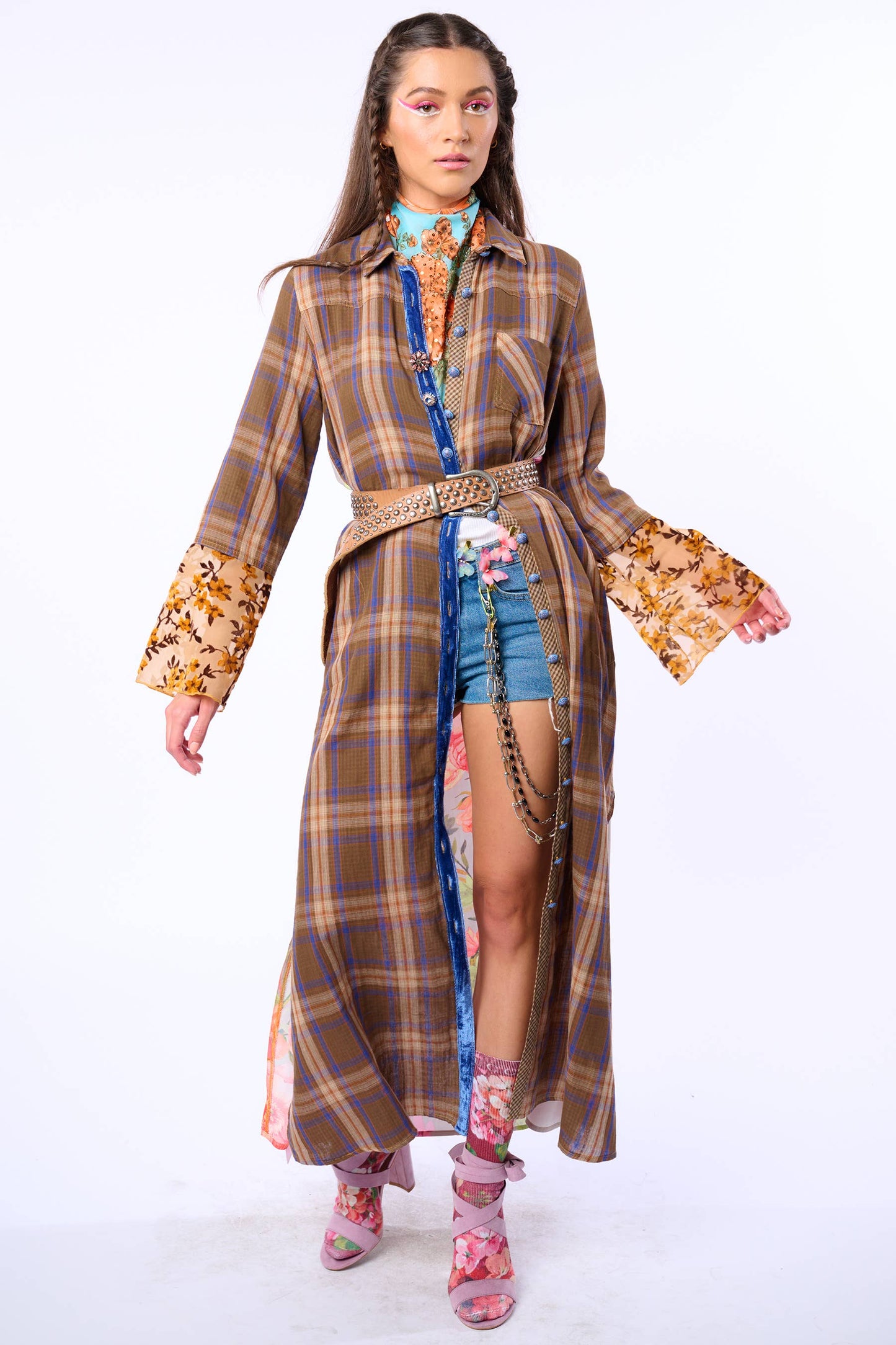 BoHo Fashion: Anna Button Up Shirt Dress | Plaid Maxi | Peacock Print