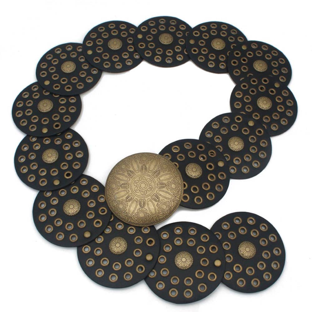 Montana Boho Western Spirit Accessories: DOUBLE LINER Y2K BOHO DISC BELT IW-94801AGO
