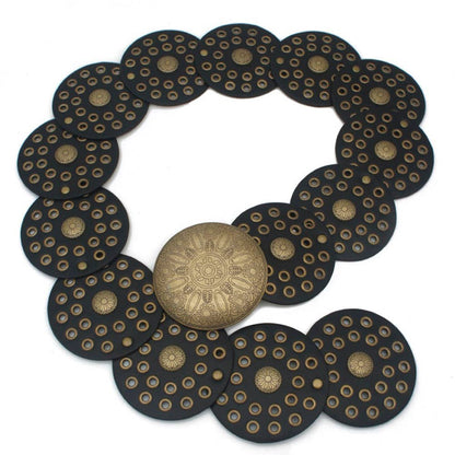 Montana Boho Western Spirit Accessories: DOUBLE LINER Y2K BOHO DISC BELT IW-94801AGO