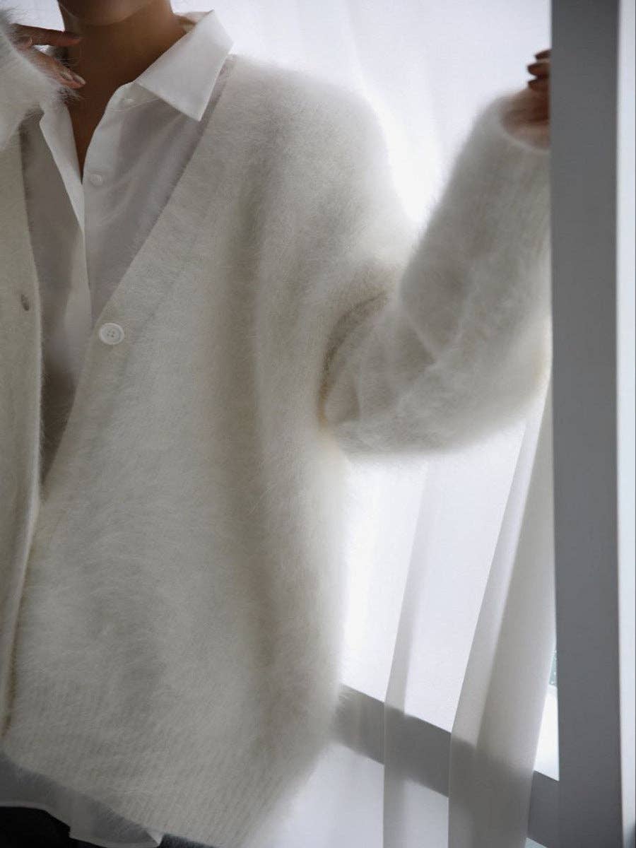 Be A Show Stopper: Cozy Faux Mink Knit Cardigan Loose Fit Soft Sweater