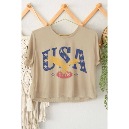 USA 1776  GRAPHIC CROP TOP: Montana Boho Western Spirit Fashion