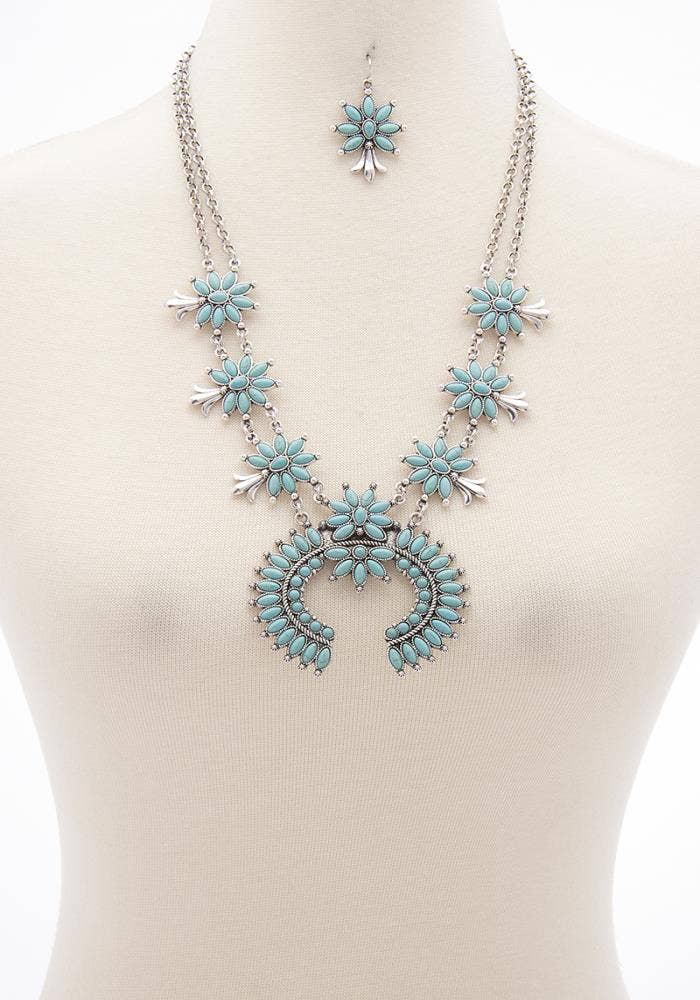 Montana Boho Western Spirit: HORSE SHOE DESIGN FLORAL NECKLACE &  EARRING SET