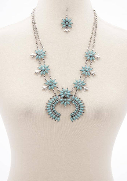 Montana Boho Western Spirit: HORSE SHOE DESIGN FLORAL NECKLACE &  EARRING SET