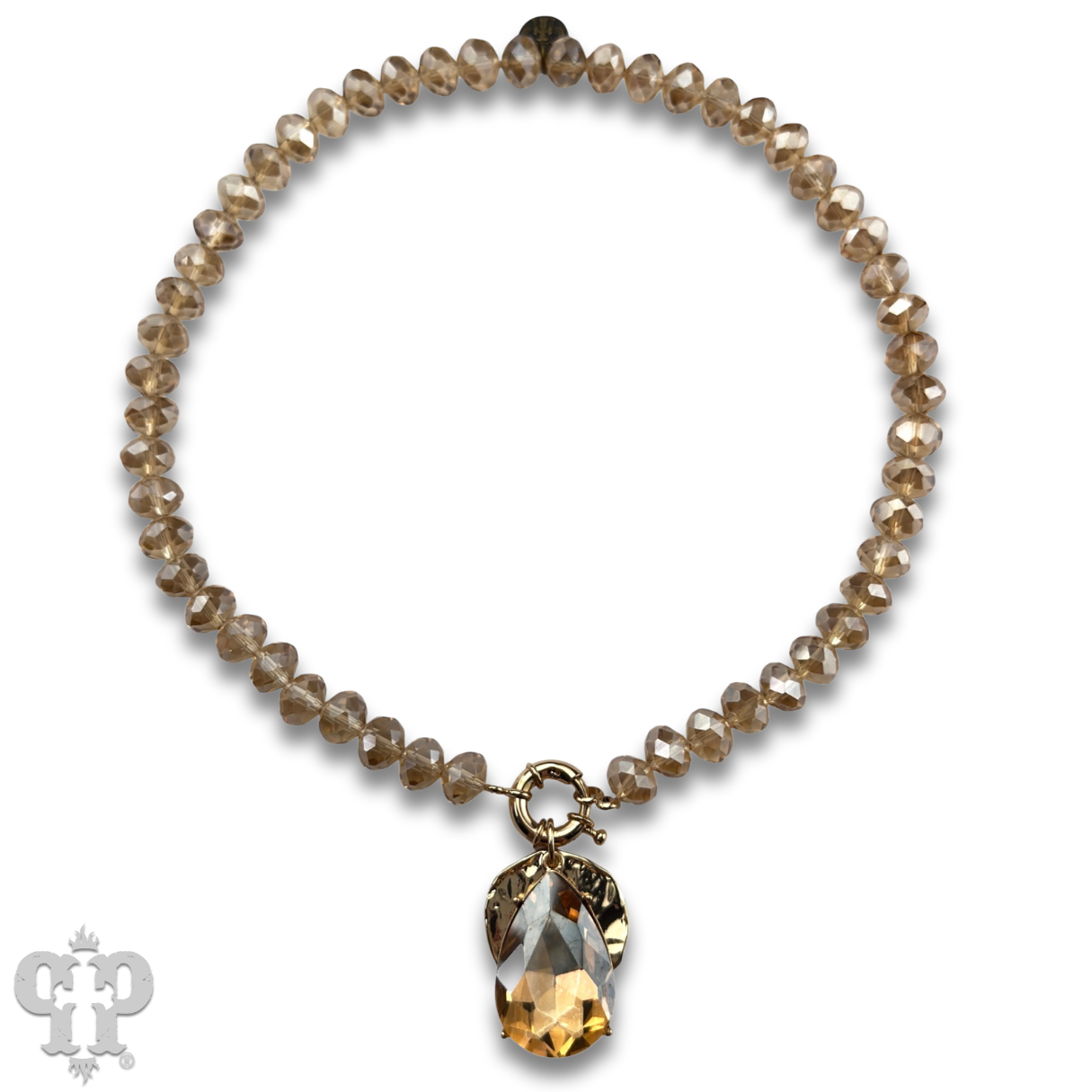"Ripples of YELLOWSTONE" Jewelry: Large rhinestone teardrop necklace