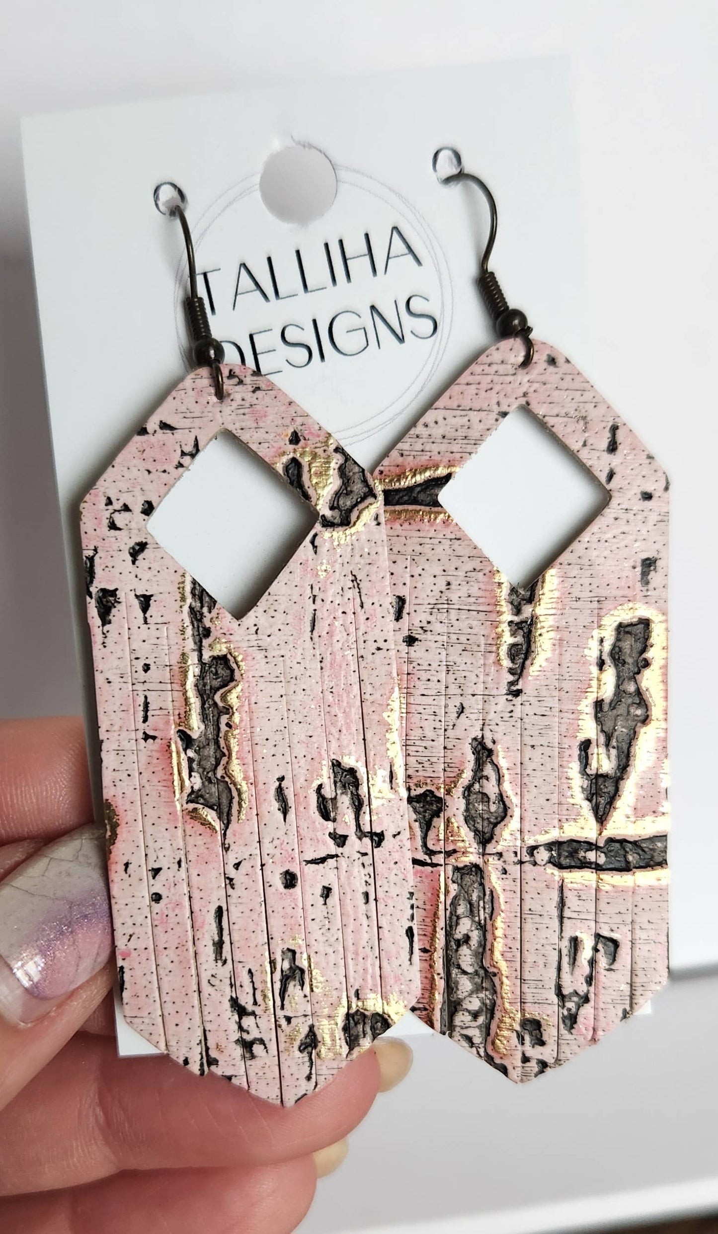 Pale Pink Wildwood Leather Boho Western Fringe Earrings: Montana Boho Western Spirit Jewelry