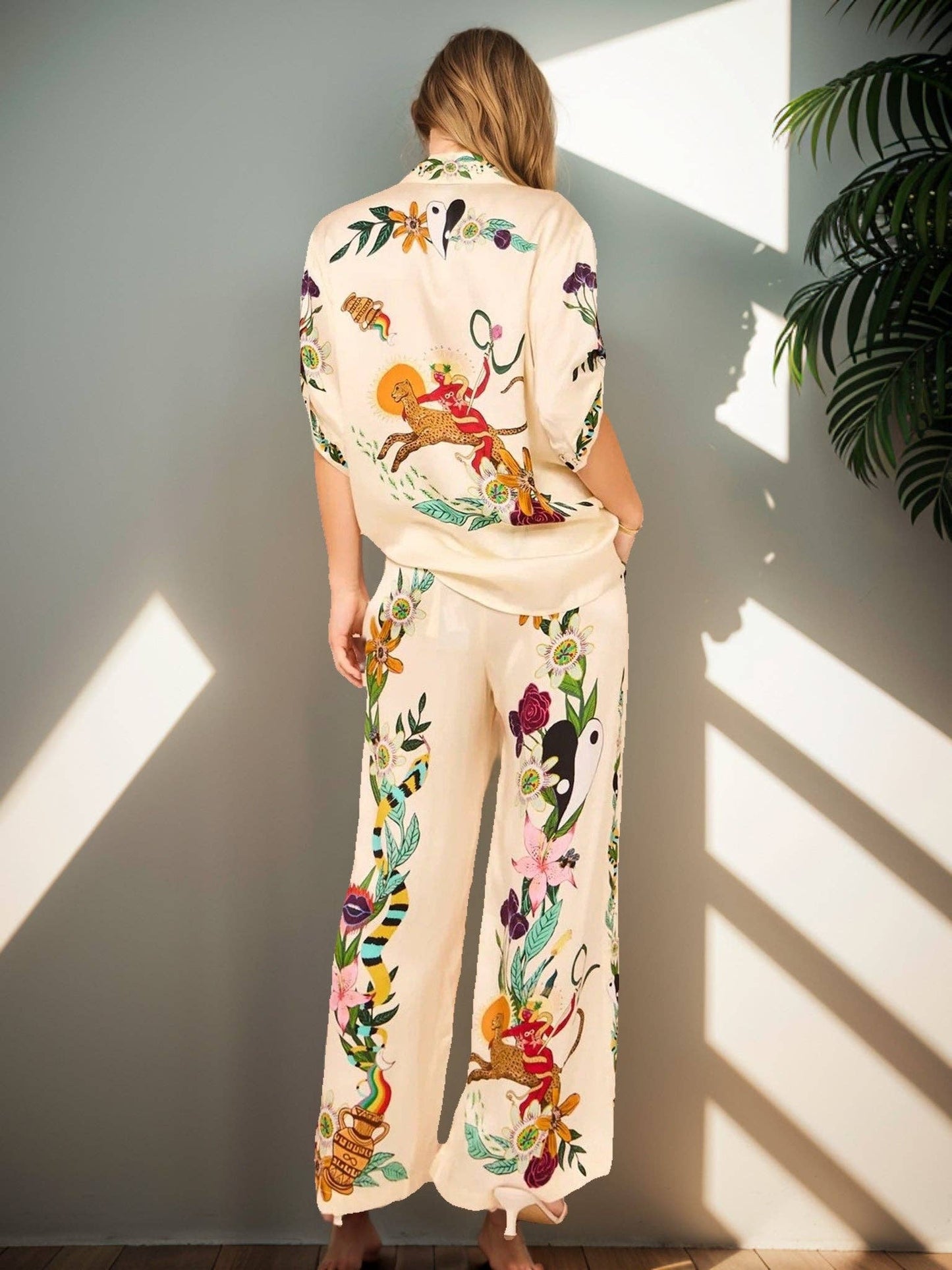 Graphic Print Shirt & Pants Set: Be A Show-Stopper—Simply IRRESISTIBLE: