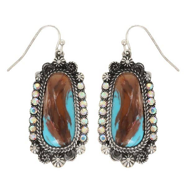 Montana Boho Western Spirit Jewelry:  TRAPEZOID TURQUOISE DROP EARRINGS