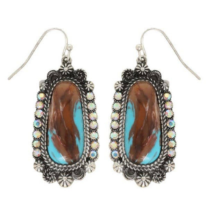Montana Boho Western Spirit Jewelry:  TRAPEZOID TURQUOISE DROP EARRINGS