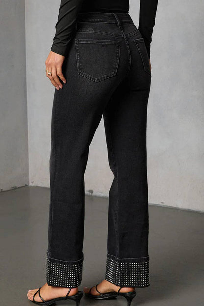 Simply Irresistible, Be the showstopper: Studded Cuff Straight-Leg Jeans