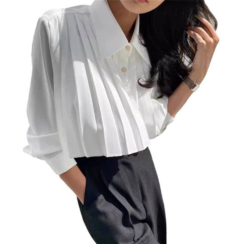 Loose Fit Short Pleated Long Sleeve Shirt—"Be A SHOW-Stopper"