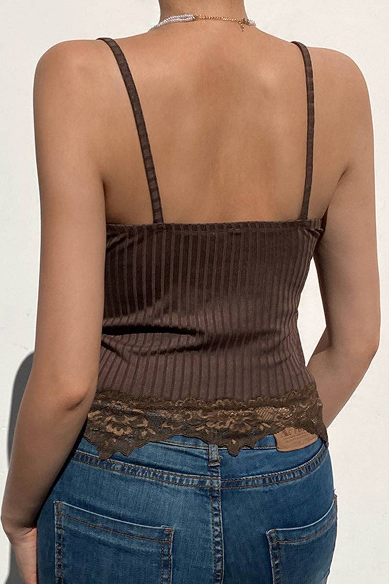 Lace Trim V-Neck Camisole (Tank)