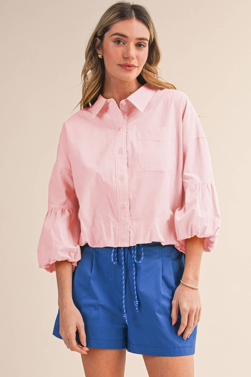 BUTTON DOWN BUBBLE SLEEVE TOP: FREE SPIRIT DREAMER Series: Boho &amp; Free-People loving styles.
