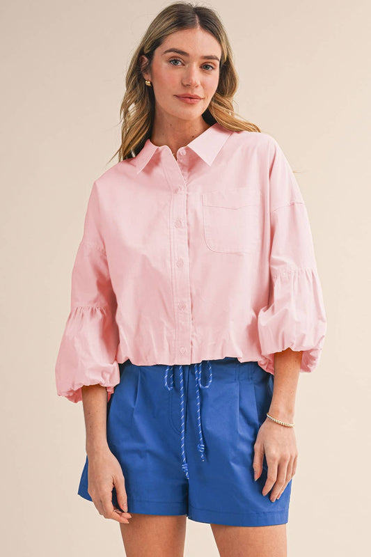 BUTTON DOWN BUBBLE SLEEVE TOP: FREE SPIRIT DREAMER Series: Boho &amp; Free-People loving styles.