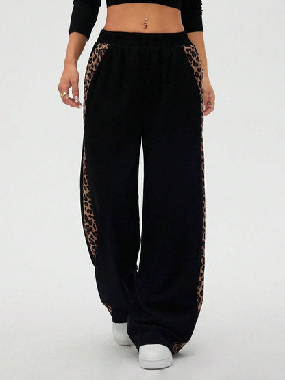 Montana BOHO: Corduroy, Side Leopard Stripe Wide Leg Pants
