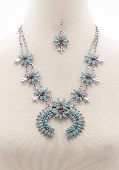 Montana Boho Western Spirit: HORSE SHOE DESIGN FLORAL NECKLACE &  EARRING SET