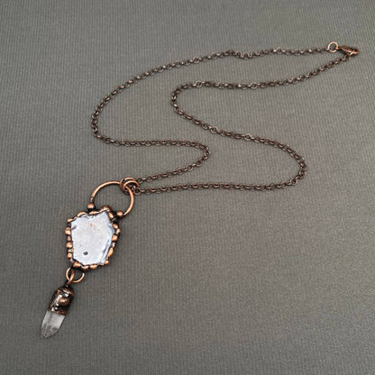 Rocky Mountain Spirit Jewelry: Vintage Onyx & White Crystal Bronze Necklace