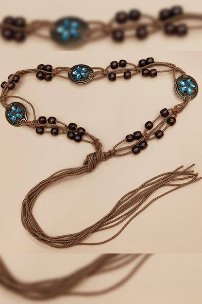Boho Butterfly Pendant Cord Waist Belt