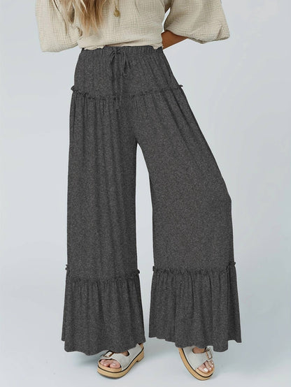 Ruffle Tiered Lace-Up Pants: Flirty Ruffle  & Light Weight—Montana Boho Western Spirit Fashion: